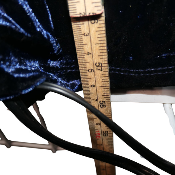 RM Richards Maxi Velour Velvet Dress Women 12 Blue Attached Cape Evening Elegant - Picture 10 of 13